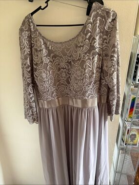 Ever Pretty Light Purple Lace Long Sleeve Evening Dress